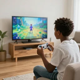 a black boy [ { playing video - game in your room!!! ] } ) paint