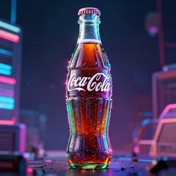 a cocacola bottle, art by wlop and artgerm and liam wong, cyberpunk, neon, intricate details, trending on artstation, sharp focus, caustics, octane render, radiant light, 4 k