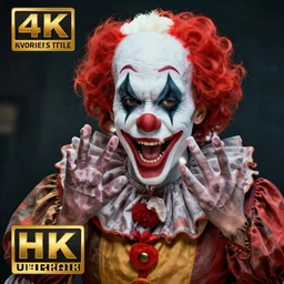 full length photo of a beautiful female killer clown, highly detailed, 8 k, hdr, close up, smooth, sharp focus, high resolution, award - winning photo