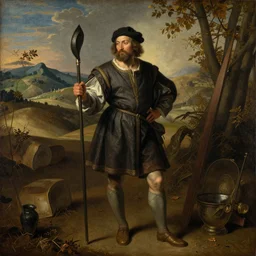 painting of a medieval peasant by George Stubbs, renaissance painting, oil painting, old master