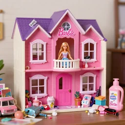 Barbie Dreamhouse but it is all cluttered and junk because Barbie is a hoarder