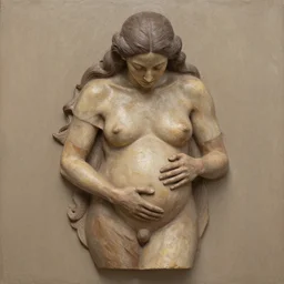 a piece of art giving birth to a human