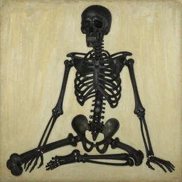 painting of a black skeleton by Rene Lalique