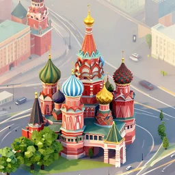 moscow isometric aerial lowpoly