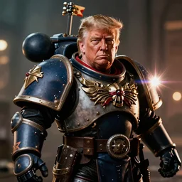 Portrait of donald trump as the emperor of humanity from warhammer 40k in Gears of War, splash art, movie still, cinematic lighting, dramatic, octane render, long lens, shallow depth of field, bokeh, anamorphic lens flare, 8k, hyper detailed, 35mm film grain
