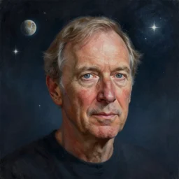 alan watts floating in the universe portrait painting highly detailed procreate, featured on artstation
