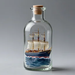 glass bottle with a ship inside of it