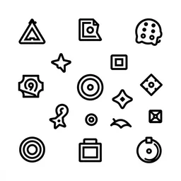 vector art of multiple scattered old symbols on perfect clean black background, featured on behance, clean design, geometric design, vector art, adobe illustrator,