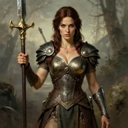 xena warrior princess d & d character portrait by francis bacon