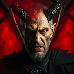 hyper realistic portrait of viktor orban depicted as lucifer, prince of darkness, the antichrist, evil face, red mist in hell, gorgeous lighting by kim jung giu weta studio, mucha, bautista and norman rockwell and greg rutkowski and tom bagshaw and james gurney and lucasfilm