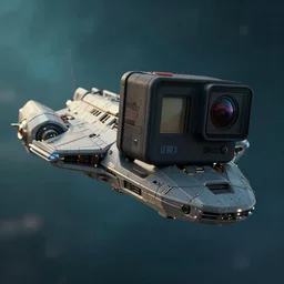 photograph of a protoss spaceship taken by gopro hero 1 0 black, cinematic lighting, beautiful