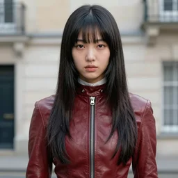 ektachrome, youthful asian demure, exquisite features, feminine cut, frontiers in flight leather suit, tudor king henry viii, paul bellaart
