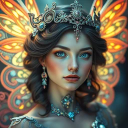portrait of fairy princess, beautiful, attractive, glowing, ornate and intricate, jaw dropping, dynamic lighting, colorful, fairy tale, intricate and detailed, 4 k octane render, intricate wings