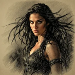portrait,  goddess, Dynamic lighting, cinematic, establishing shot, extremely high detail, photo realistic, cinematic lighting, pen and ink, intricate line drawings, post processed, concept art, artstation, matte painting, style by Raphael Lacoste, Eddie Mendoza