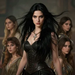 a stunning portrait of an valkyrie with long black hair by artgerm, dynamic lighting, ray tracing, tom bagshaw, alphonse mucha, donata giancola, mary jane ansell, ankh necklace, atmosphere, realism, octane render, dof, hyperdetailed, 8 k