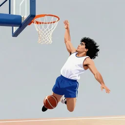 Maradona dunking during a basketball game