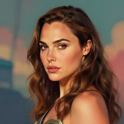 head and shoulders masterpiece portrait of gal gadot as a dear, surreal background, digital art by krenz cushart, trending on artstation, cgsociety