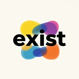« abstract logo with word exist, exist, colorful, popart, minimalism »