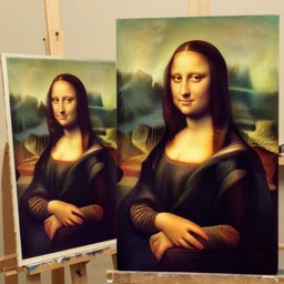 Mona Lisa making a painting of Leonardo da Vinci