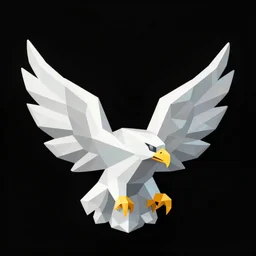 2 dimensional, vector, low poly, crystal eagle icon, black background, cgsociety, artstation, octane render