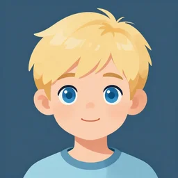 a cute seven year old boy with short tousled blonde hair and blue eyes, clean cel shaded vector art. shutterstock. behance hd by lois van baarle, artgerm, helen huang, by makoto shinkai and ilya kuvshinov, rossdraws, illustration, art by ilya kuvshinov