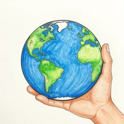 a hand drawing of the earth, trending on artstation