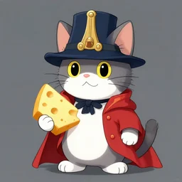 a cat dressed as Napoleon holding cheese by Shigeru Miyamoto