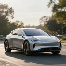 Samsung made a car, futureistic, sci-fi natural light, Cinematic level shot, dynamic pose, award winning photograph, photorealism, beautiful lighting, sharp, details, hyper-detailed, HD, HDR, 4K, 8K