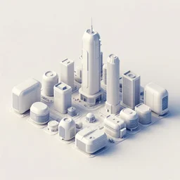 isometric view of a small town on an alien planet, the building are made from modular capsules, from a space themed Serria point and click 2D graphic adventure game, made in 2019, high quality graphics