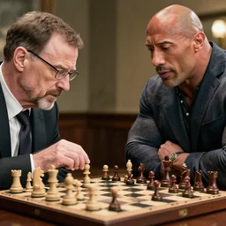 photo of walter white and dwayne johnson playng chess, detailed 4 k