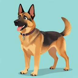 plott hound german shepard mix dog full color digital illustration in the style of don bluth, artgerm, artstation trending, 4 k