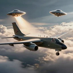 a B1-B bomber being chased by a UFO