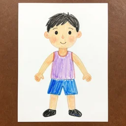 a portrait of a person whose body is drawn by a kid