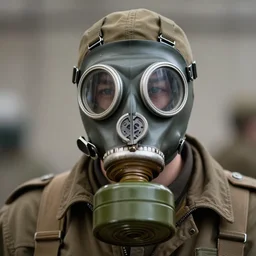 person wearing a soviet gasmask, highly detailed, high quality, hd, 4 k, 8 k, canon 3 0 0 mm, professional photographer, 4 0 mp, lifelike, top - rated, award winning, realistic, sharp, no blur, edited, corrected, trending