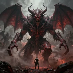 show me what hell looks like , chaos, hell ,demons, fantasy world, realistic