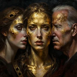 biden in dante's inferno painting, dark beauty, rotten gold, closeup faces, extremely detailed, cinema 4 d, unreal engine.