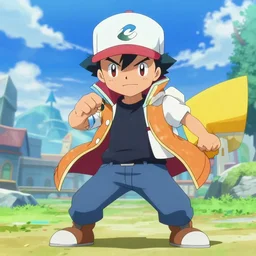 a still from pokemon ash ketchum as chainsawman