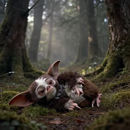 Gremlins movie, the gremlins are too damn high and one of them is passed out, trending on Artstation, 8K, ultra wide angle, pincushion lens effect.