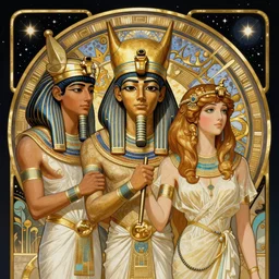 portrait by greg rutkowski and alphonse mucha, style of android jones and alena aenami, ancient egypt, ornate, detailed, digital painting, artstation, smooth lighting, sharp focus, astral night sky background