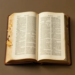 art photography of bible made up of leaves