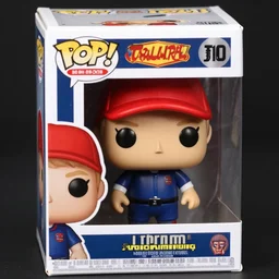 product still of Donald Trump wearing a red cap funko pop with box, 85mm f1.8