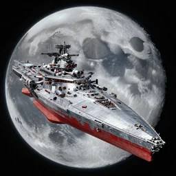 Warhammer 40000 battleship in orbit around the moon