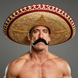 john cena wearing a sombrero and fake mustache