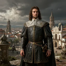 spanish conquer Francisco Pizarro ,wide view,high detailed,full perfect, high detail, by Craig Mullins, Peter Mohrbacher,unreal engine, octane rendered, 8K, dark beauty, trending on artstation