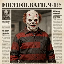 freddy krueger in siberia in 1 9 4 7, high resolution photograph, newspaper coverage