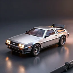 hot wheels delorean car, cinema 4 d, octane, render 8 d, cinematic lighting, product shot, commercial photography
