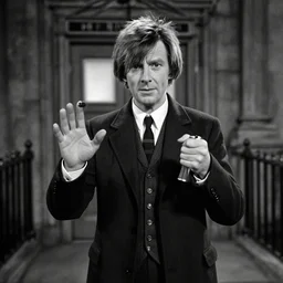 peter capaldi as the twelfth doctor, doctor who, 1 9 6 3, black and white