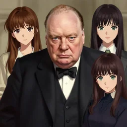 A realistic anime digital painting of Winston Churchill, by Aleriia_V, LaraPi, and Sakimichan, tranding on artstation