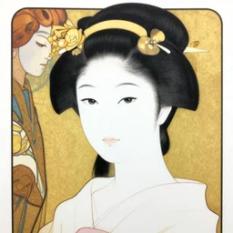 a copic maker manga illustration by yoshiyuki sadamoto, alphons mucha, norman rockwell of a japanese woman detailed features wearing cargo streetwear - lots of zippers, pockets, synthetic materials, chic'techno fashion trend by issey miyake and balenciaga 8 k