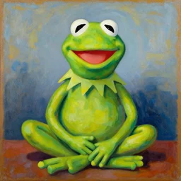 kermit the frog as a cubist painting